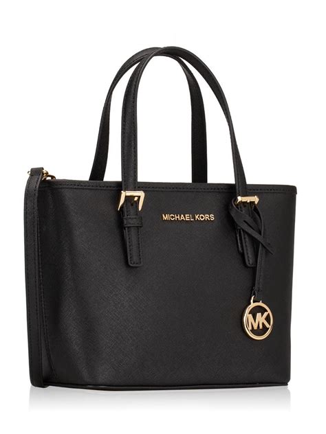 michael kors jet set small saffiano travel tote - zwart|Jet Set Saffiano Leather Small Tote Bag .